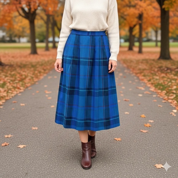 Pendleton Dresses & Skirts - Pendleton Petite Vintage Vibrant Blue Plaid A-Line Skirt